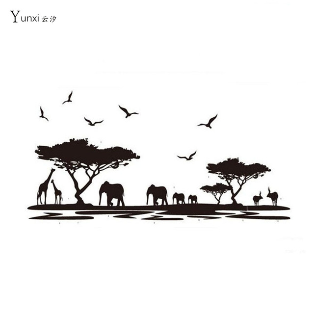640x640 Yunxi Creative African Animal Elephant Silhouette Sticker Bedroom