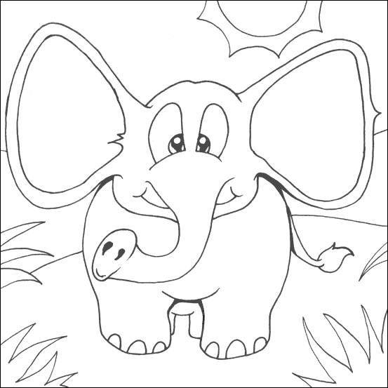 553x553 Simple Elephant Coloring Page
