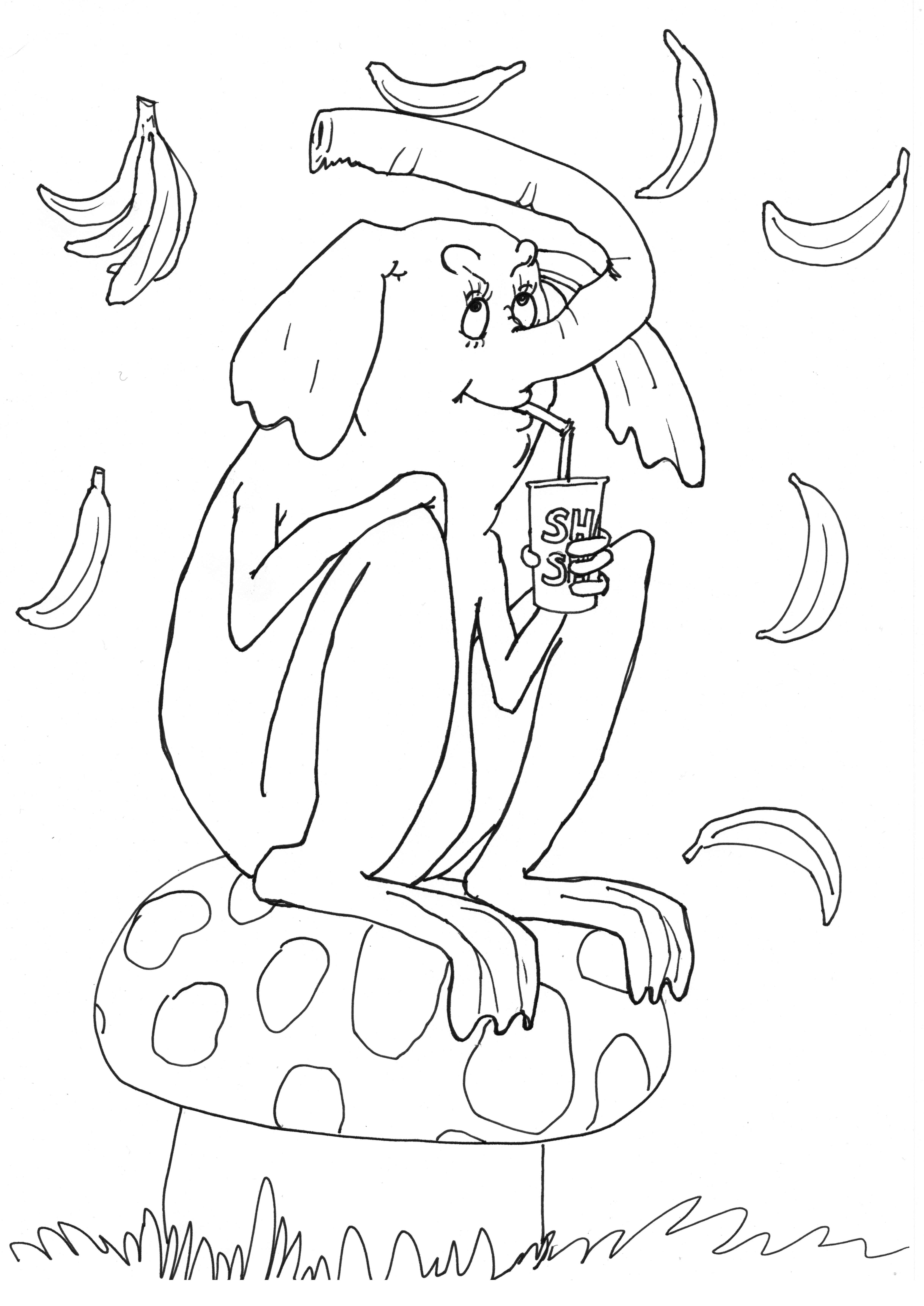 4956x7007 Wassked To Draw Elephant With Frog's Body Sitting On