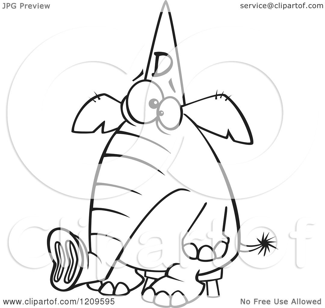 1080x1024 Cartoon Of A Black White Dumb Elephant Sitting On A Stool