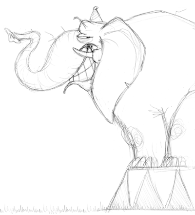 400x441 Cartoon Elephant Drawing