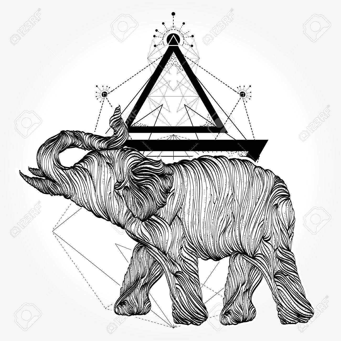 1300x1300 Elephant Tattoo And T Shirt Design. Elephant Tattoo Line Art