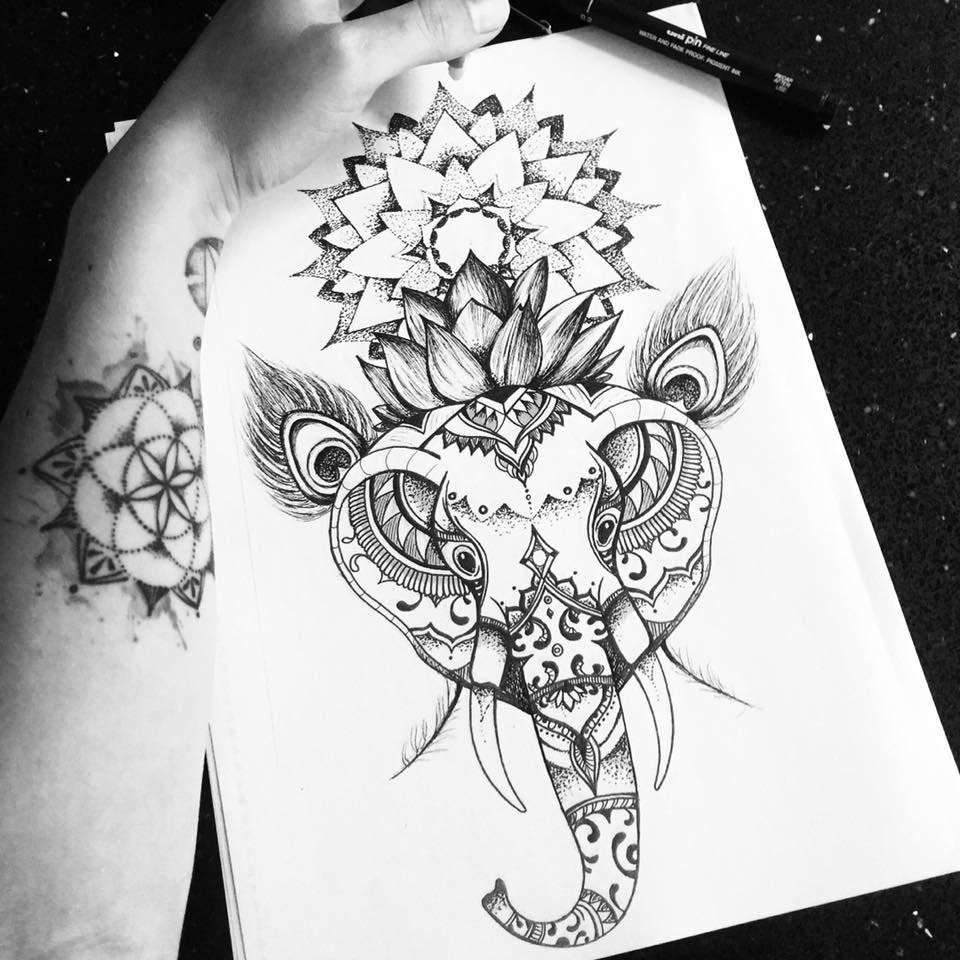 960x960 Elephant Lotus Mandala Tattoo Design On Behance