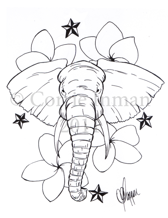 575x748 Elephant Tattoo Design By Destianna