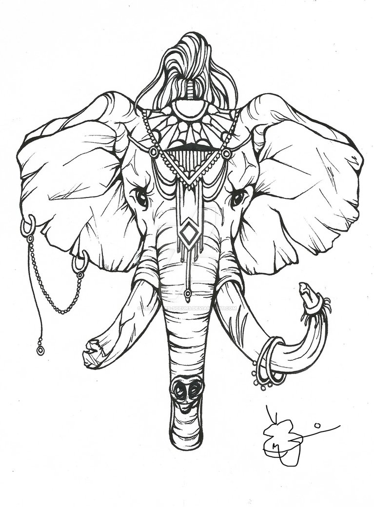 767x1040 War Elephant Tattoo Design By Les Belles Soeurs D9ai6qh.png (767