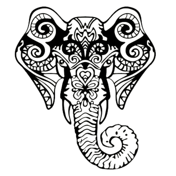 600x600 Online Shop Hot Gczw Wall Decals Indian Elephant Tribal Pattern