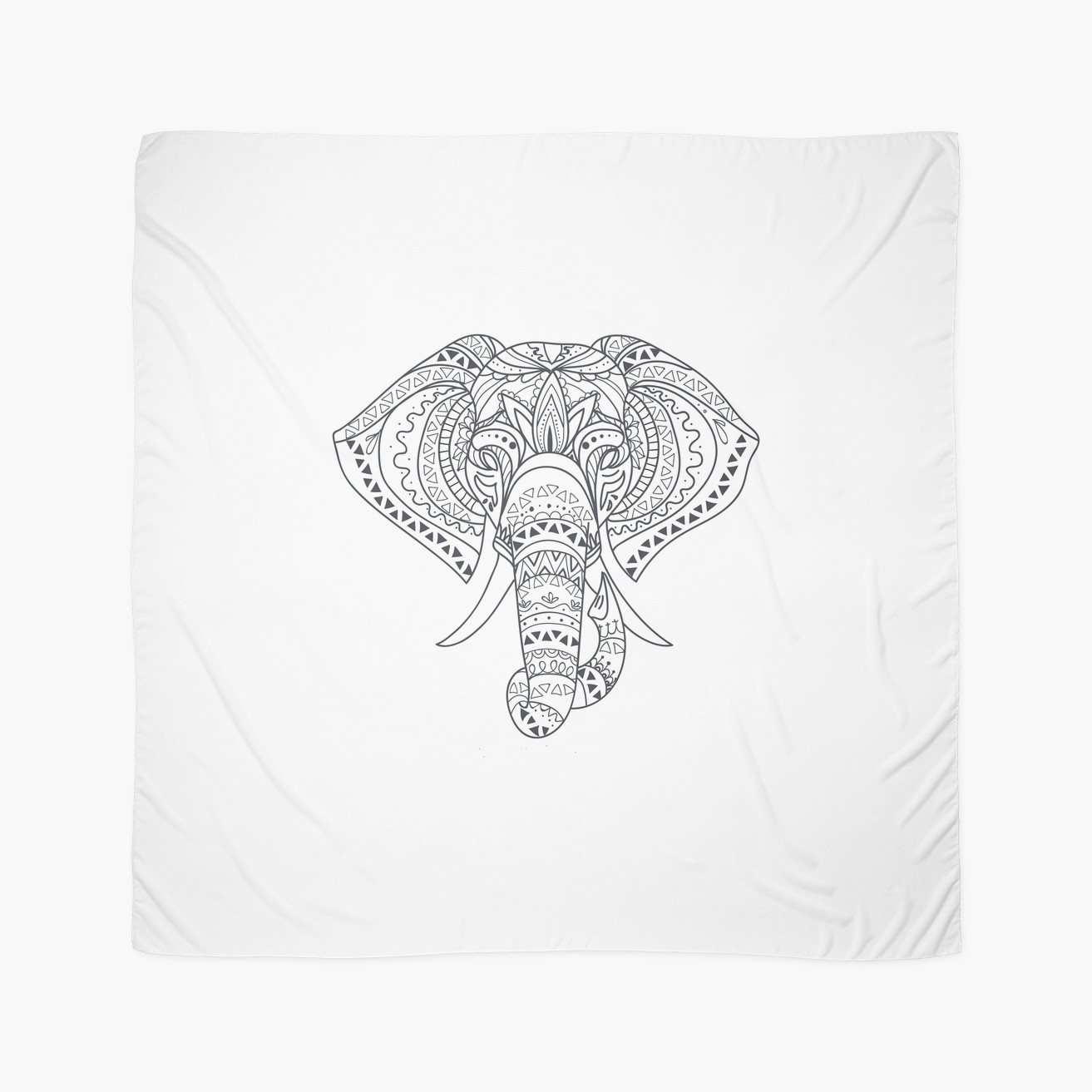 1313x1313 Tribal Tattooed Elephant Outline
