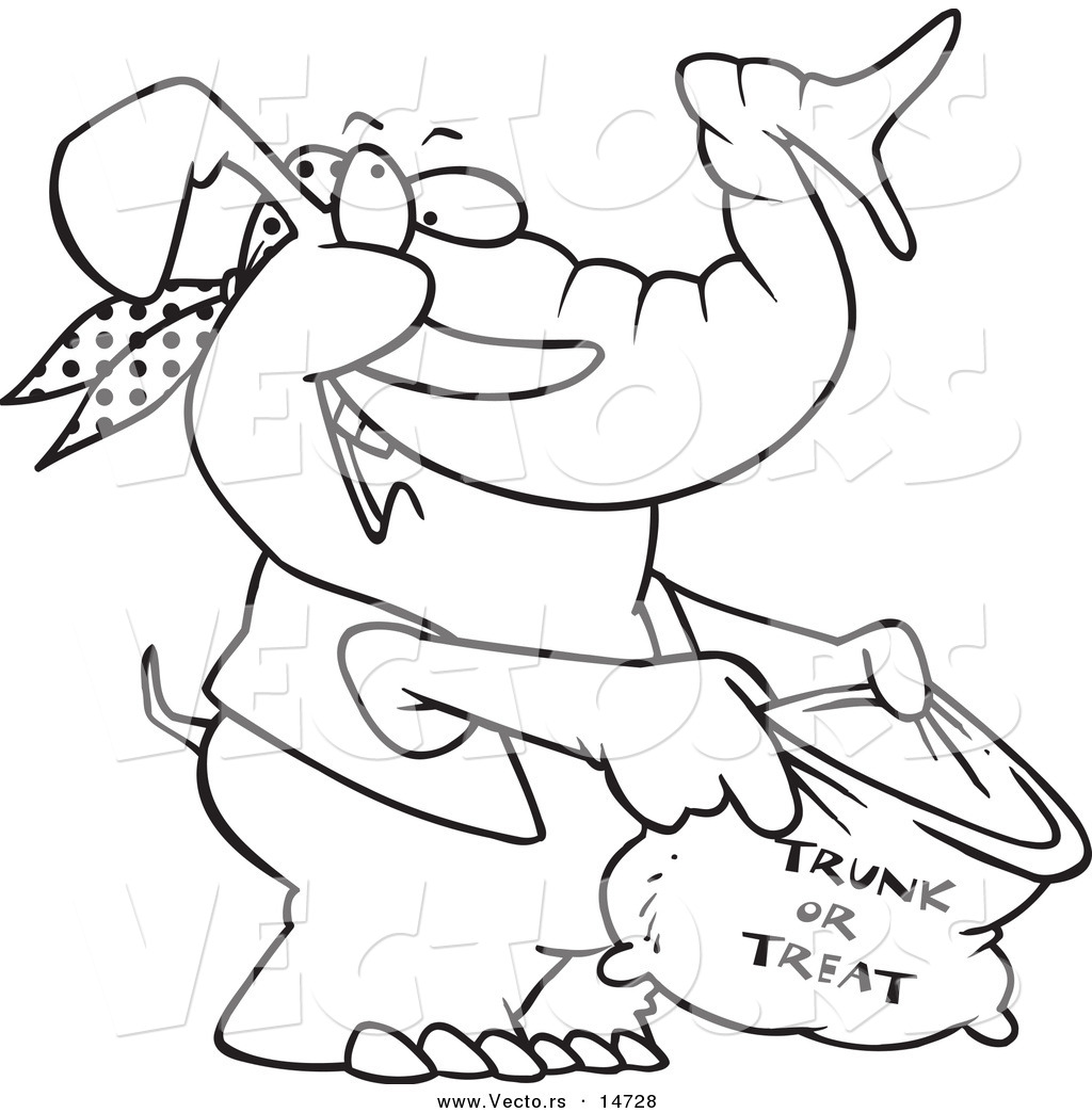 1024x1044 Vector Of A Cartoon Halloween Elephant Holding A Trunk Or Treat