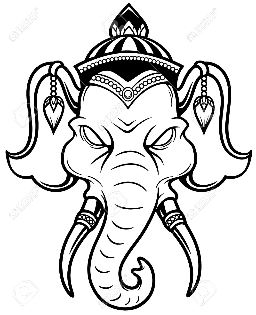 1056x1300 Elephant Head Outline