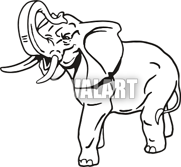 361x333 Elephant With Trunk Up Clipart