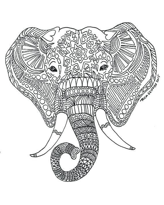 570x713 Elephants To Color Elephant Abstract Doodle Paisley Coloring Pages