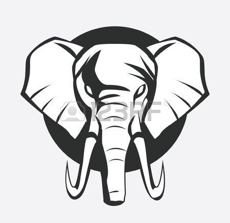 450x437 Wild Animal Black And White Elephant Face Drawn Pen And Ink