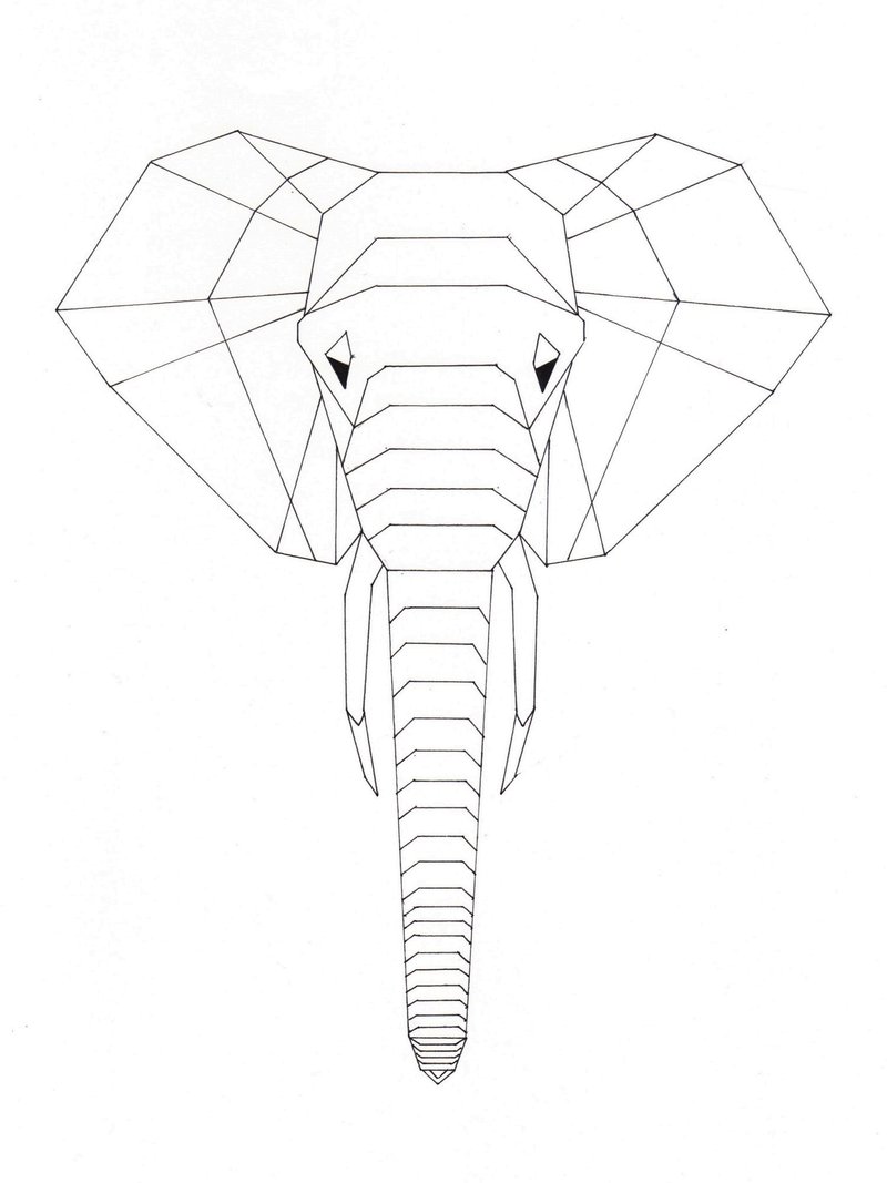 800x1067 Drawn Origami Origami Elephant