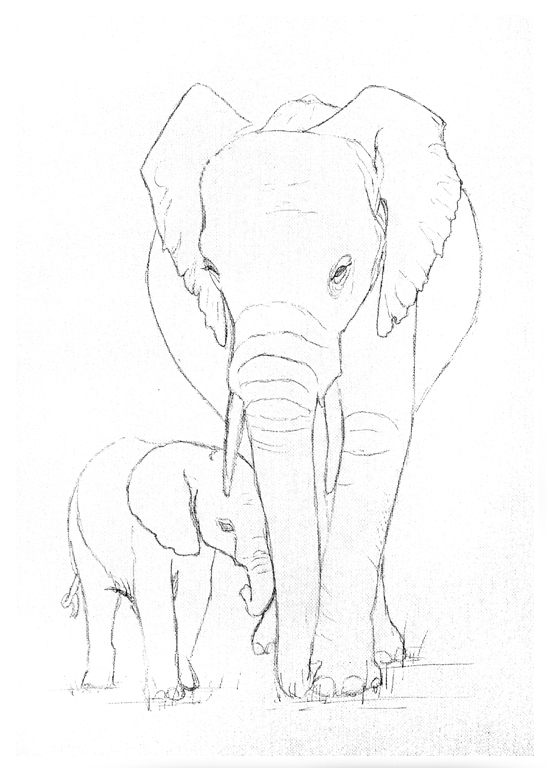 546x768 The Love Of Elephants' An Oil Painting