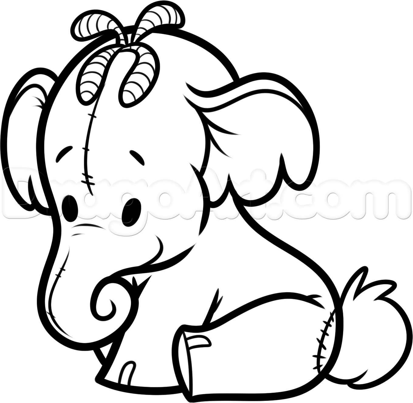 1359x1327 Drawn Elephant Chibi
