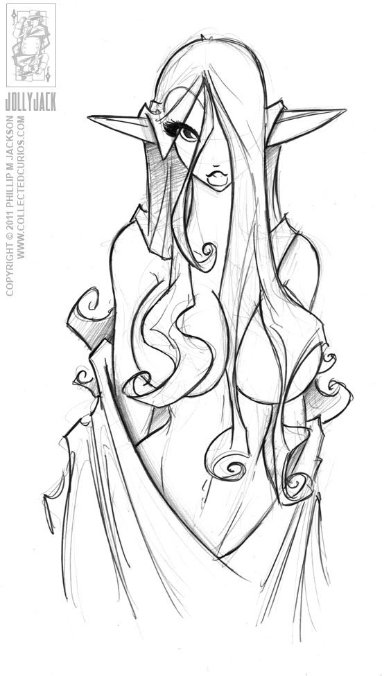 564x976 Flowing Haired Elf By Jollyjack On @ Sketches