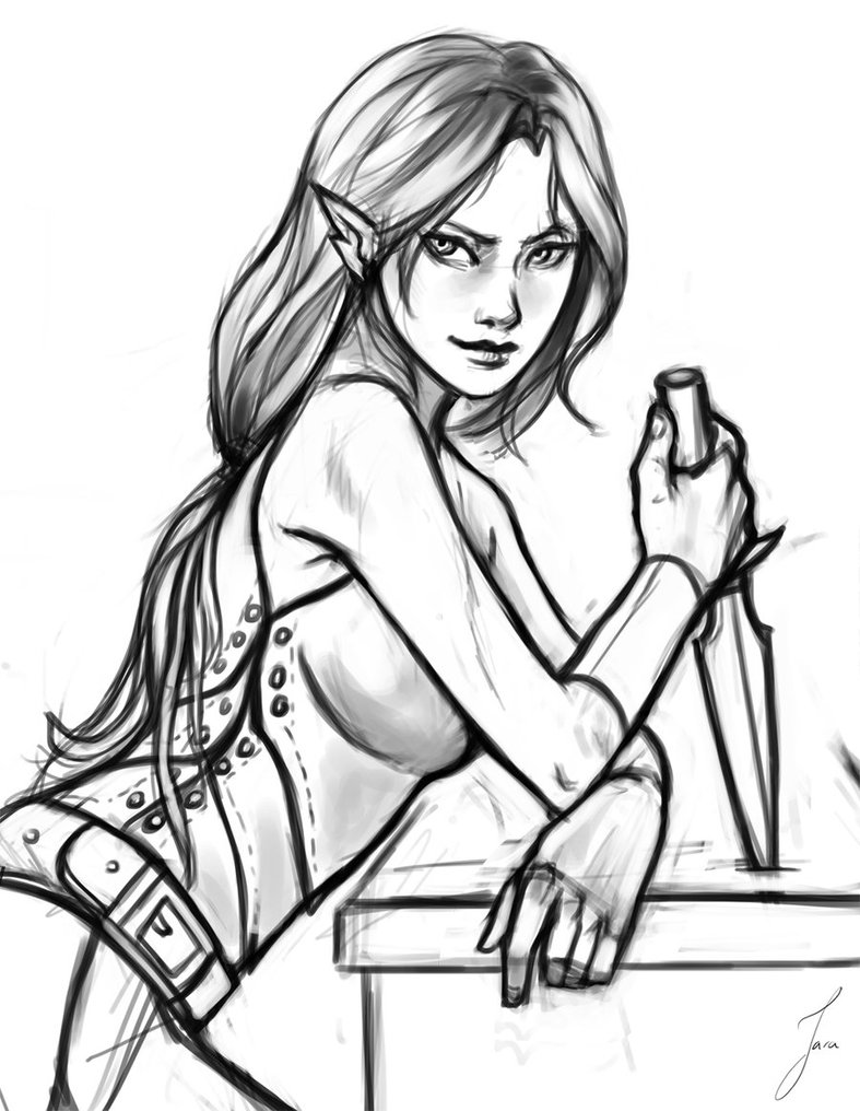 787x1016 Commission Half Elf Adventurer By Iara Art