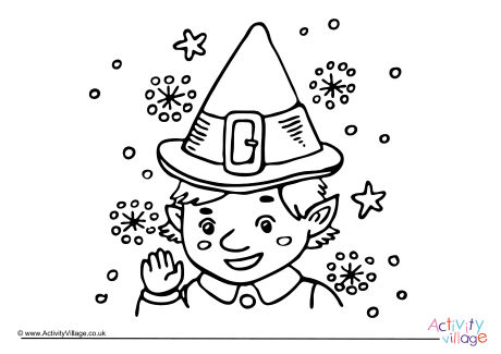 460x325 Christmas Elf Colouring Page 2