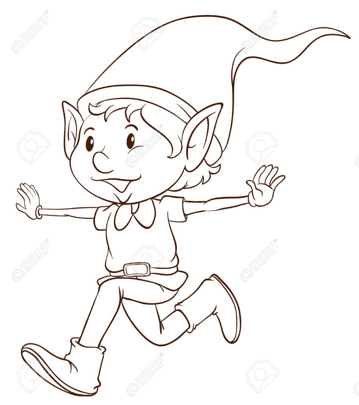 1153x1300 Illustration Of A Plain Drawing Of An Elf On A White Background