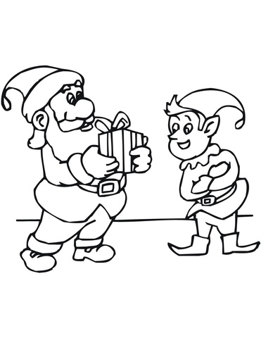 371x480 Christmas Elf With Santa Coloring Page Free Printable Coloring Pages