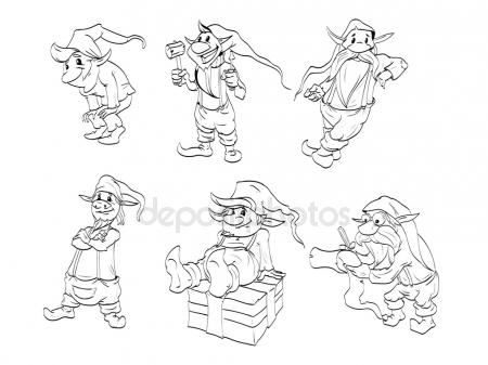 450x337 Christmas Elf For Coloring Book Stock Vector Izakowski