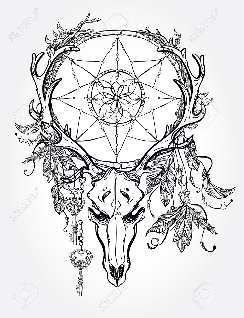 999x1300 Drawn Elk Elk Horn