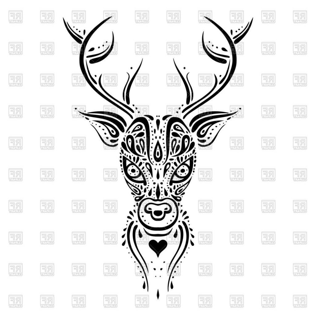 1024x1024 Best Tribal Deer Head Tattoo Design Image