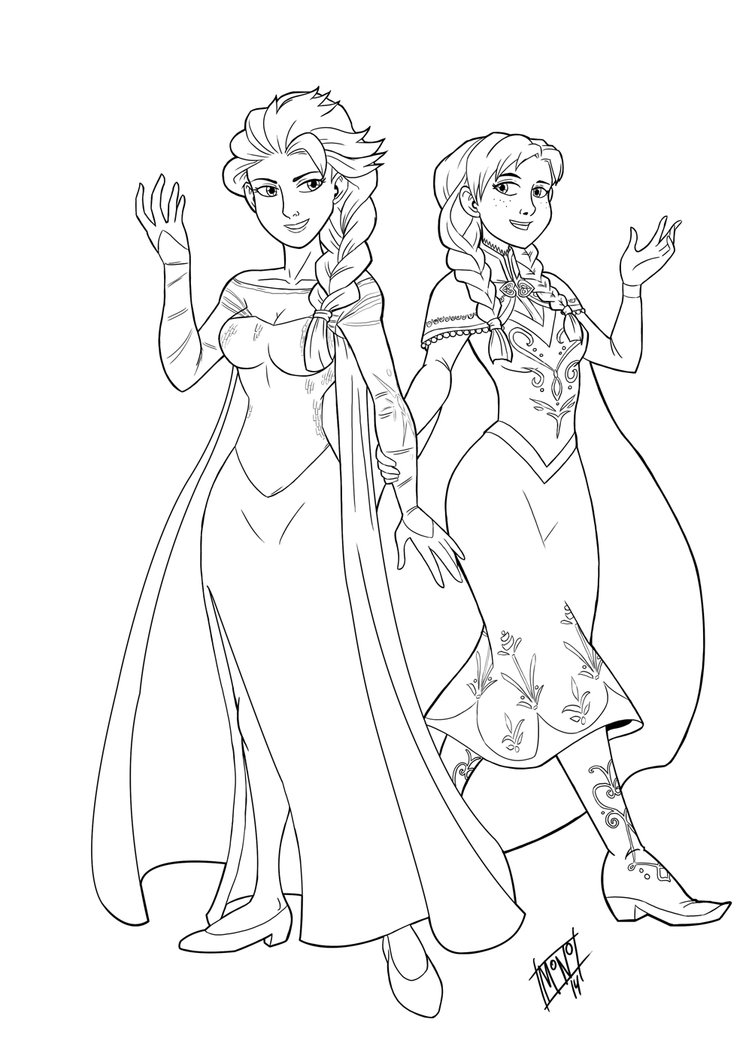 Elsa And Anna Drawing at GetDrawings | Free download