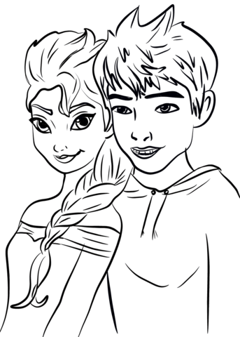 343x480 Elsa And Jack Frost Coloring Page Free Printable Coloring Pages