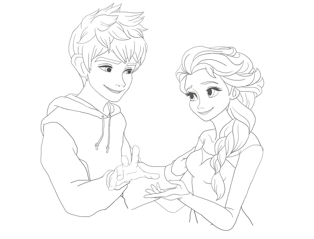 1024x781 Jack Frost And Elsa Line Art By High Snow
