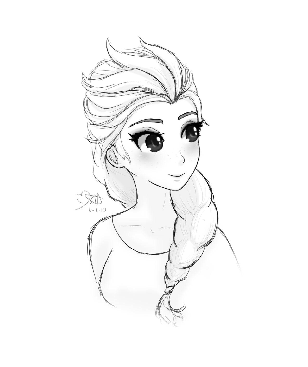 1280x1527 Frozen Elsa Sketch By Tropicalsnowflake