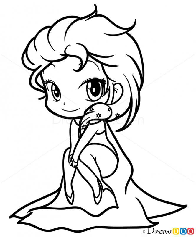 665x801 How To Draw Elsa Frozen, Chibi Legends Of The Guardian'S