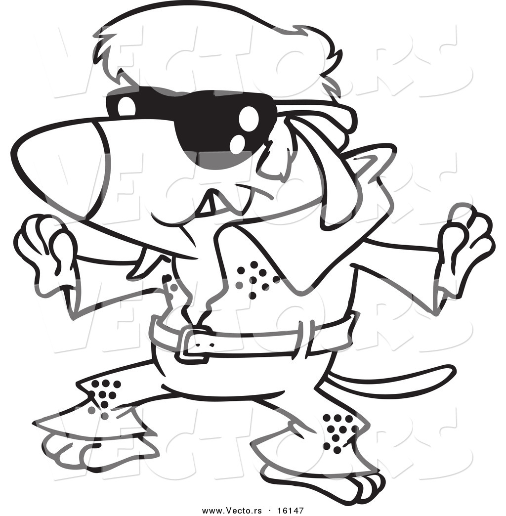 1024x1044 Vector Of A Cartoon Elvis Impersonator Dog Dancing