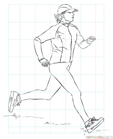 466x575 How To Draw A Running Woman Step By Step Drawing Tutorials