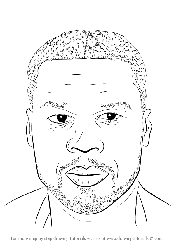 596x842 Learn How To Draw 50 Cent (Singers) Step By Step Drawing Tutorials