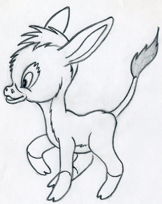 550x689 Let's Draw Cartoon Donkey Cute And Lovely. Few Easy Steps.