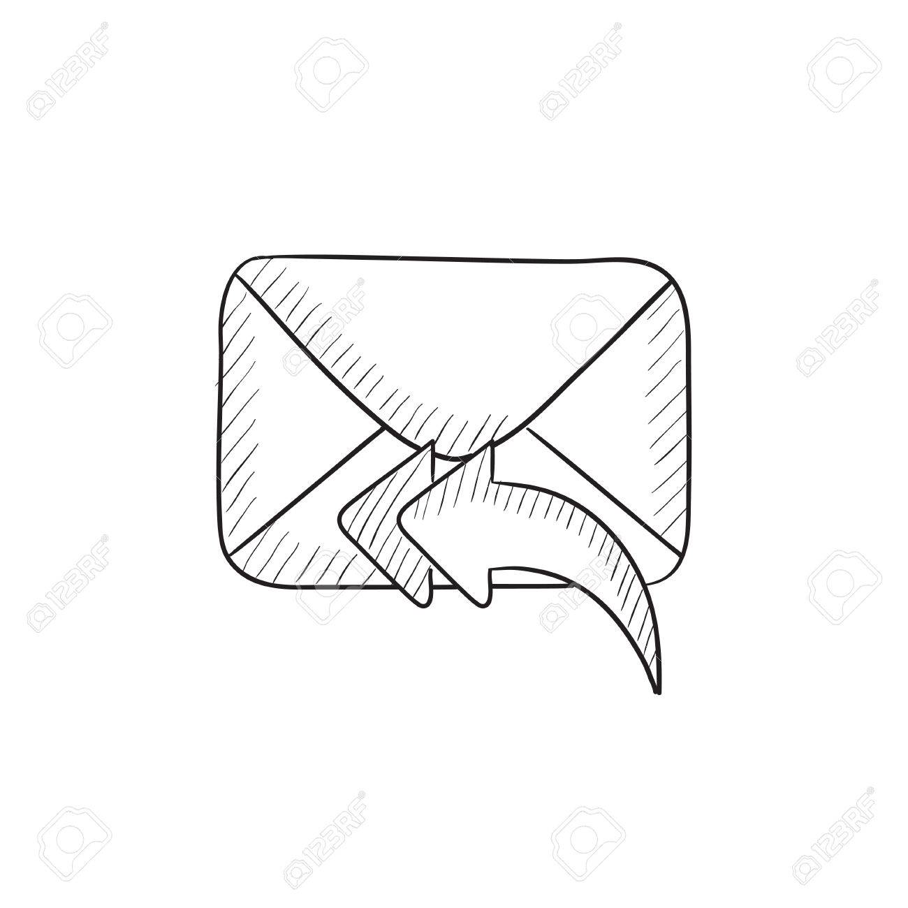 1300x1300 Sending Email Vector Sketch Icon Isolated On Background. Hand