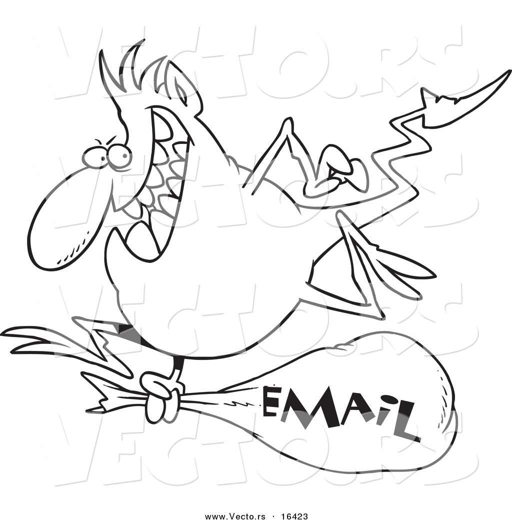 1024x1044 Vector Of A Cartoon Blue Gremlin With An Email Bag