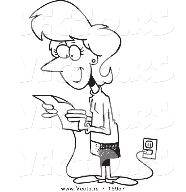 600x620 Vector Of A Cartoon Businesswoman Reading Her Email