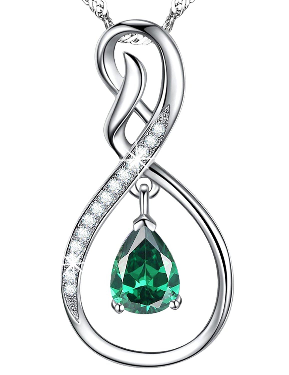 1154x1500 Infinity Emerald May Birthstone Necklace Charm Pendant