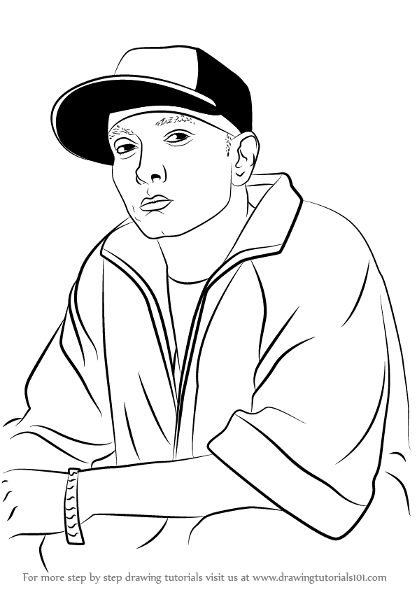 596x843 Learn How To Draw Eminem (Rappers) Step By Step Drawing Tutorials