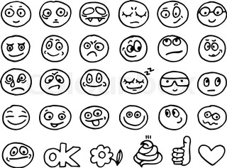 320x237 Emoticon Doodles Set. Vector Hand Drawn Stock Vector Colourbox