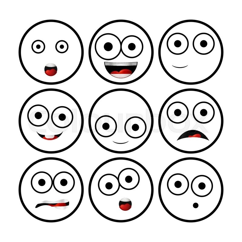 800x800 Illustration Of Modern Flat Collection With Different Emoticons