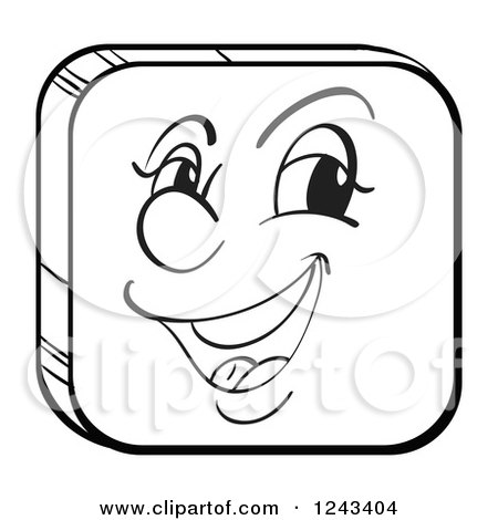 450x470 Clipart Of Blacknd White Square Male Emoticon Face