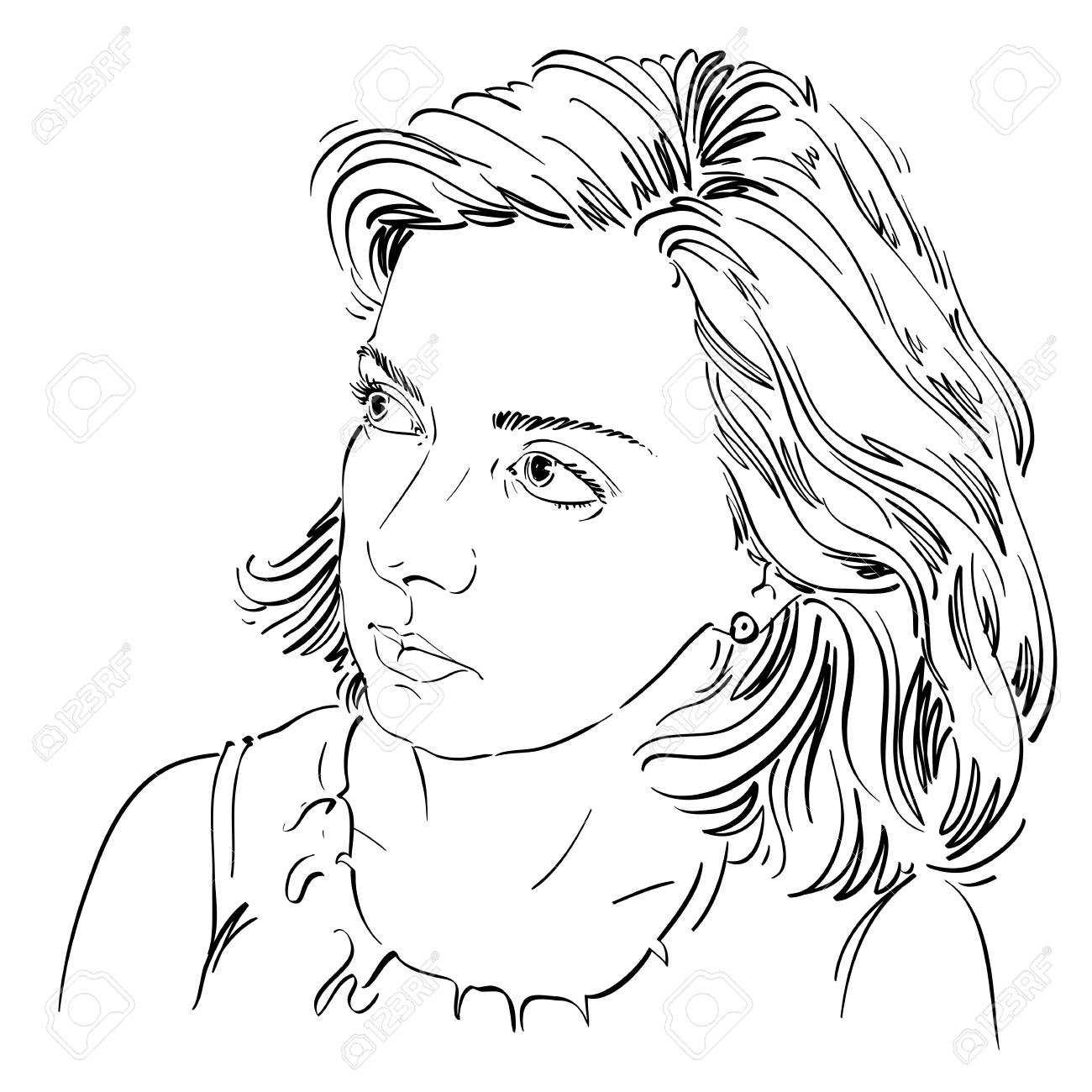 1300x1300 Portrait Of Delicate Good Looking Peaceful Woman, Black And White