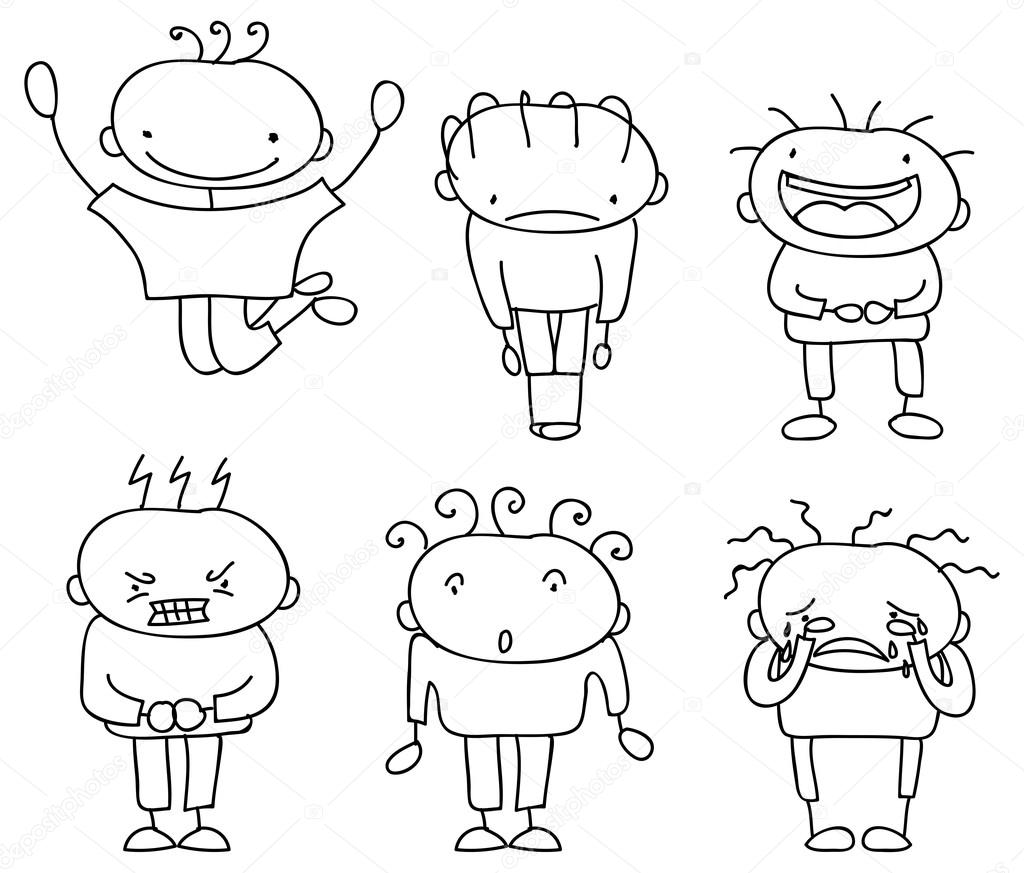 1024x873 Doodle Drawing Of Emotions Stock Vector Virinaflora