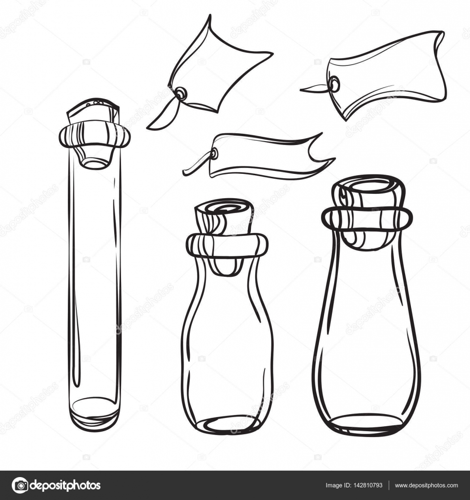963x1024 Black And White Glass Bottles Stock Vector Hikarud88