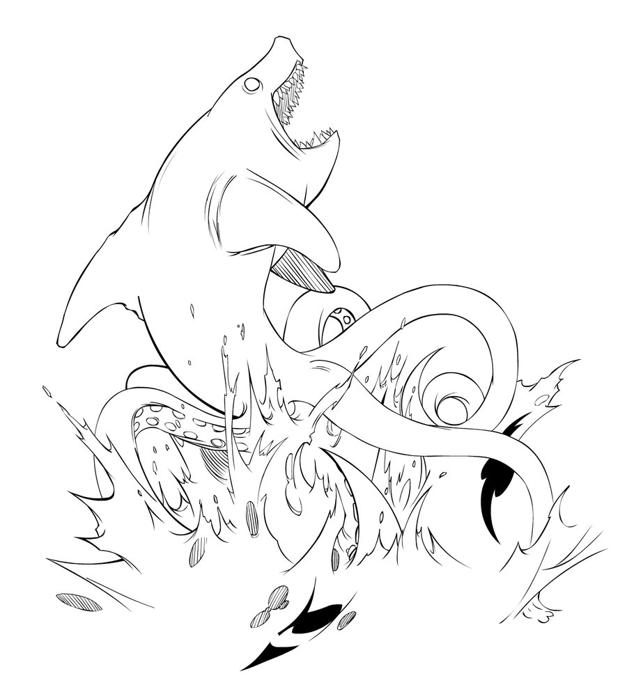 900x984 Sharktopus Inks By Empty Brooke