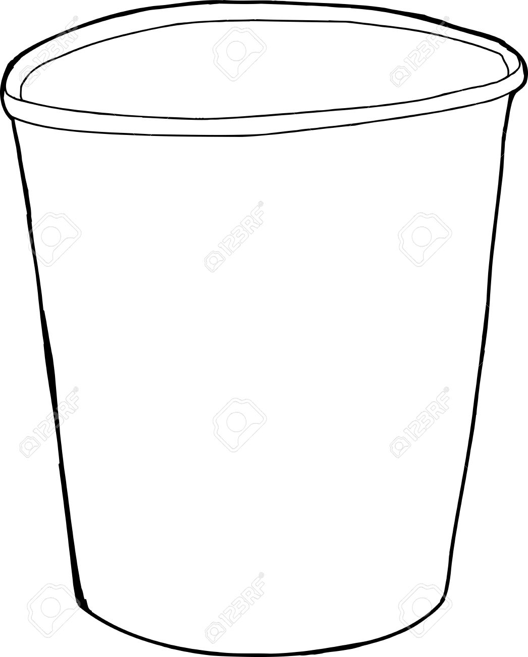 1046x1300 Single Empty Cup Outline Drawing Over White Background Royalty