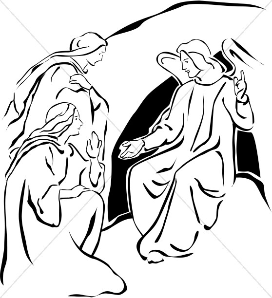 558x612 Two Marys With Angel Near The Empty Tomb Easter Clipart